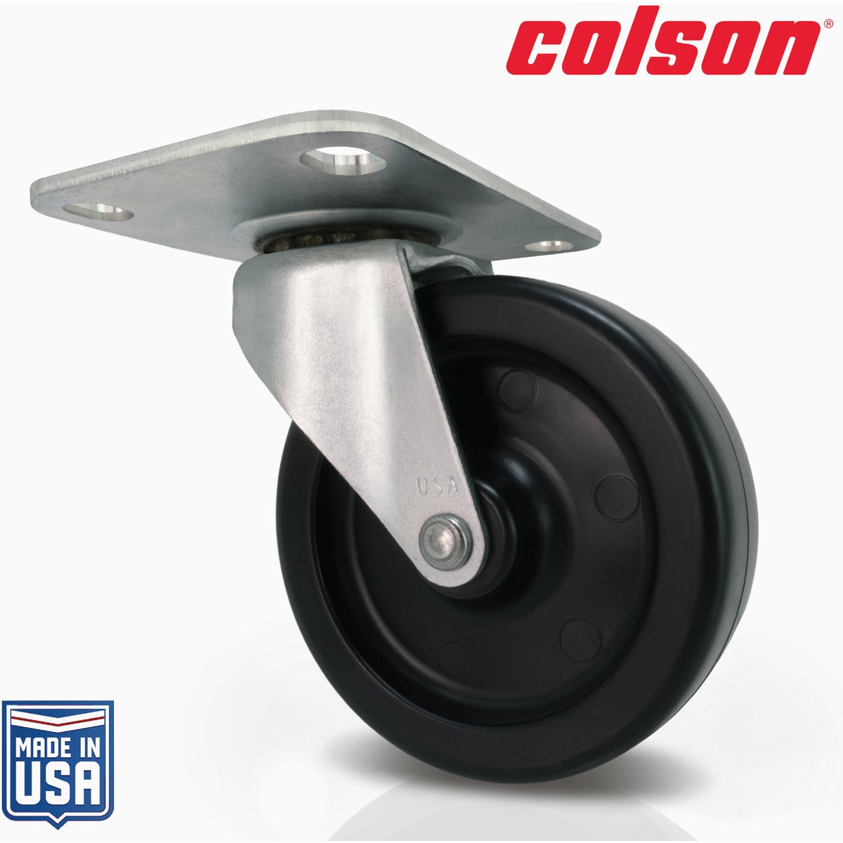 Colson 3 In. Black Polypropylene Swivel Plate Caster