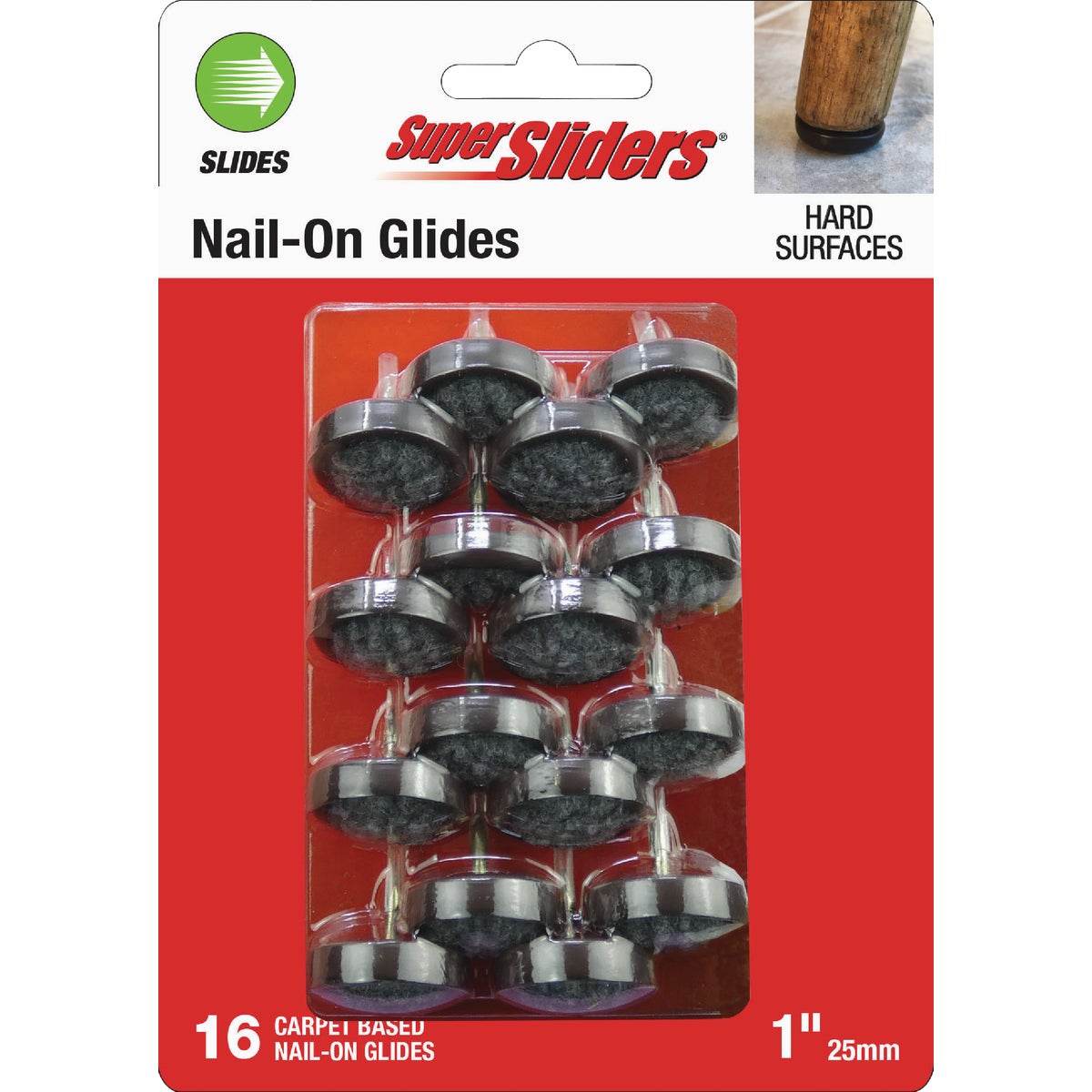 Super Sliders 1 In. Carpet Round Nail-On Glide (16-Pack)