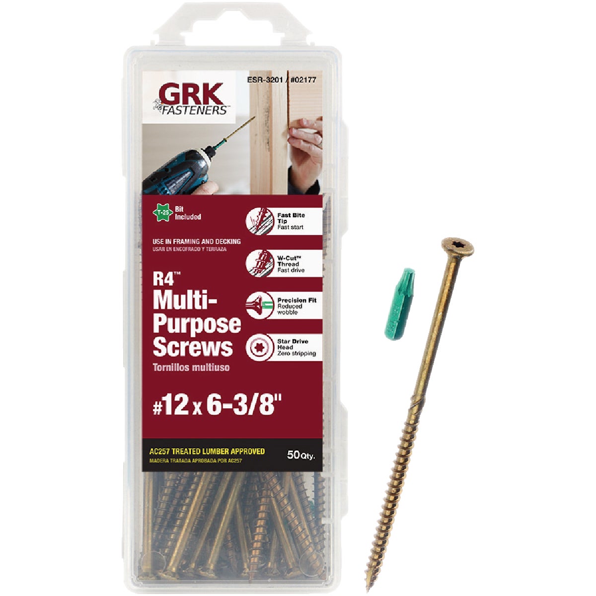 GRK R4 #12 x 6-3/8 In. Star Drive Multi-Purpose Wood Screw (50 Ct.)