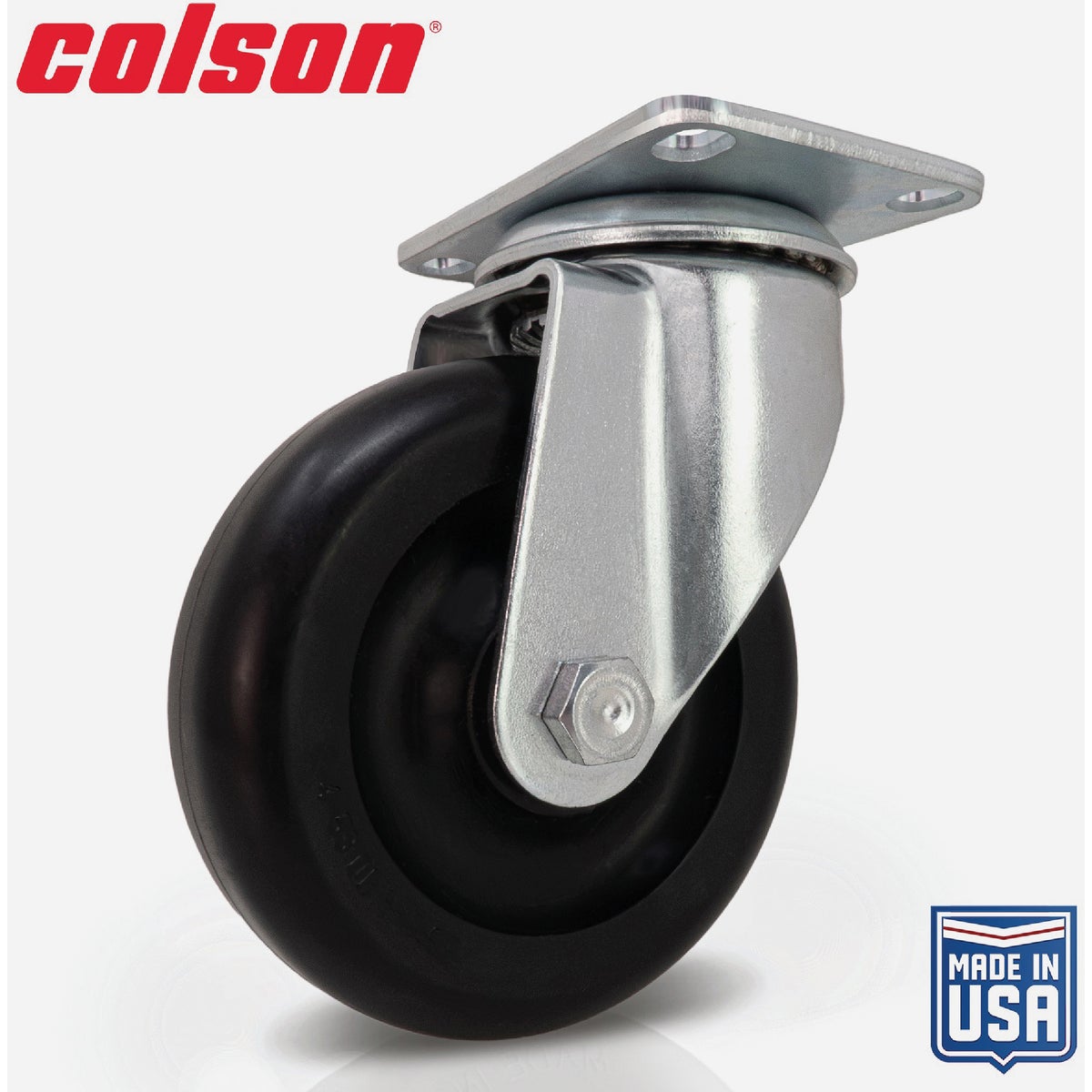 Colson 4 In. Black Polypropylene Swivel Plate Caster