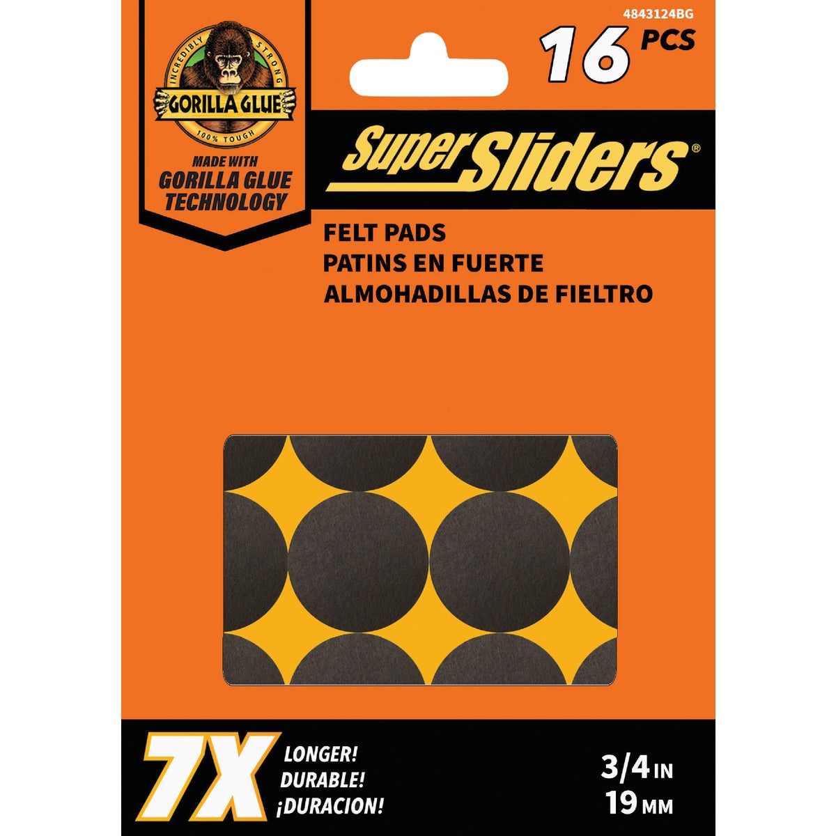 Super Sliders Gorilla Glue 3/4 In. Round Brown Felt Furniture Pads (16-Piece)