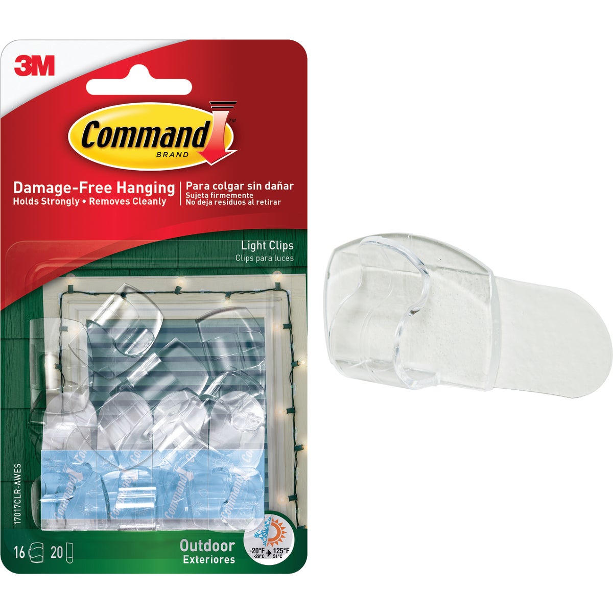 Command Clear Outdoor Light Clips with Foam Strips (16-Pack)