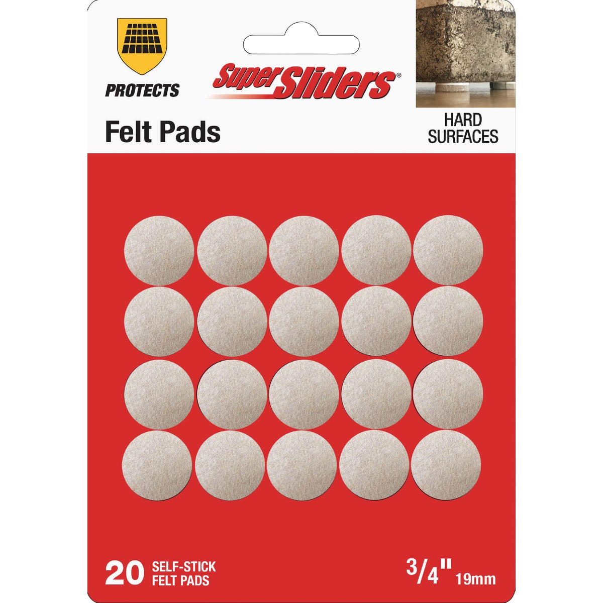 Super Sliders 3/4 In. Round Beige Felt Furniture Pads (20-Piece)