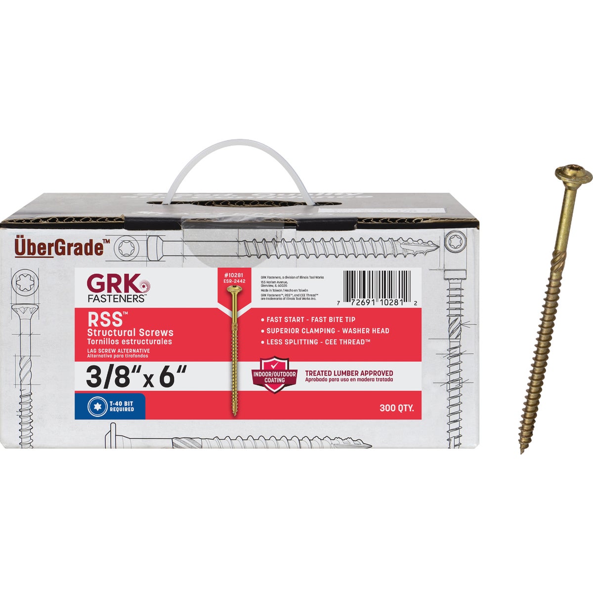 GRK RSS Rugged 3/8 In. x 6 In. Star Drive Washer-Head Structure Screw (300 Ct.)