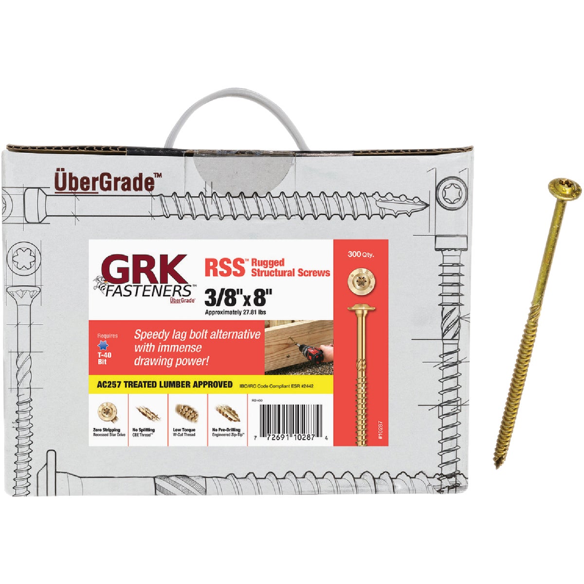 GRK RSS Rugged 3/8 In. x 8 In. Star Drive Washer-Head Structure Screw (300 Ct.)