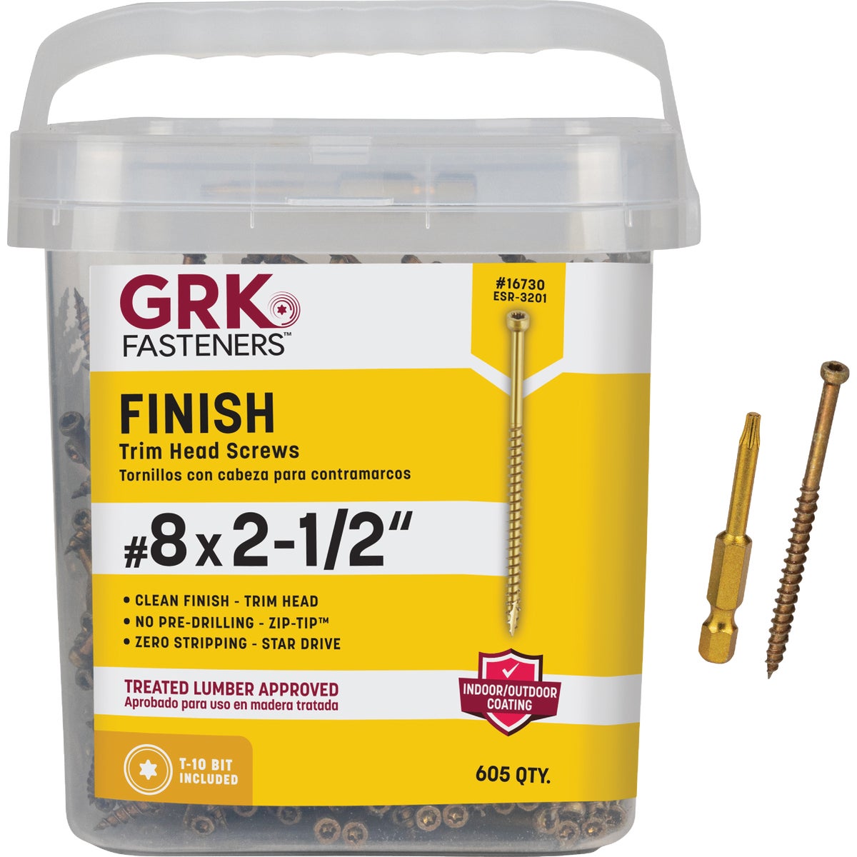 GRK #8 x 2-1/2 In. Star Drive Steel Trim Screw (605 Ct.)