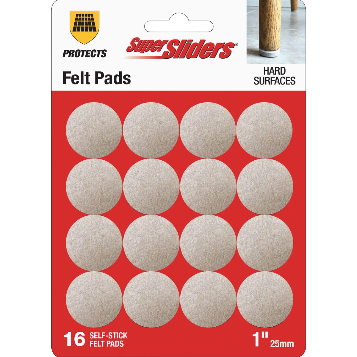 Super Sliders 1 In. Round Beige Felt Furniture Pads (16-Piece)