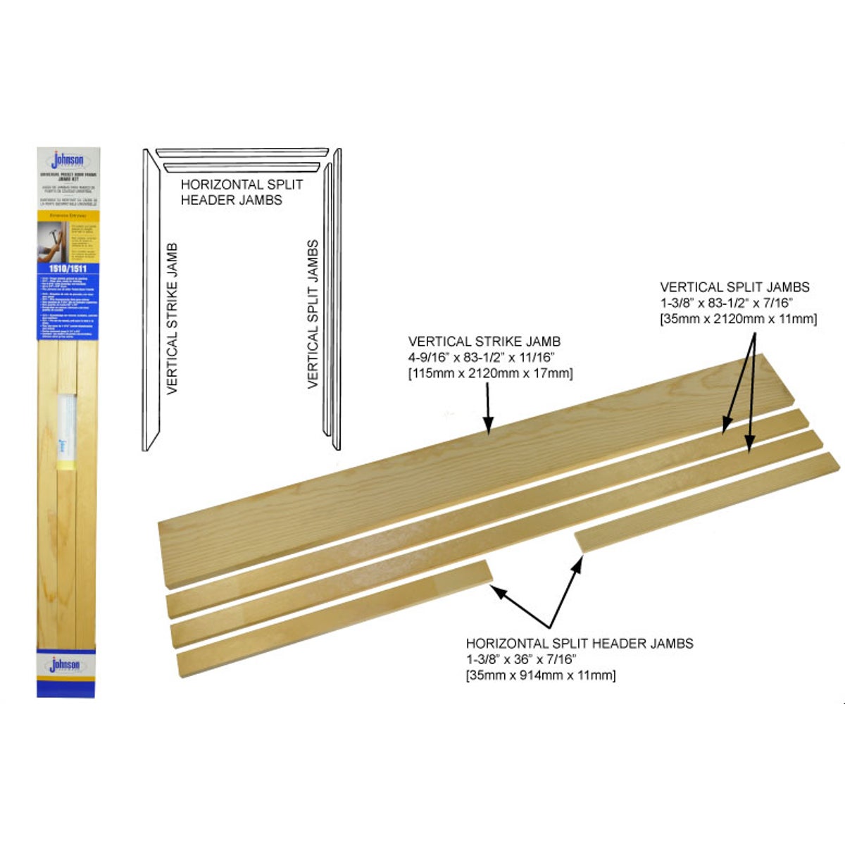 Johnson Hardware 1510 Series 36 In. To 80 In. Natural Pocket Door Frame