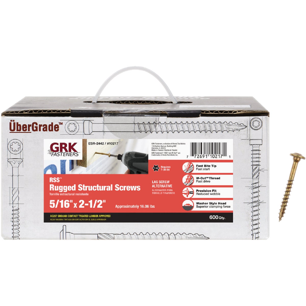 GRK RSS Rugged 5/16 In. x 2-1/2 In. Star Drive Washer-Head Structure Screw (600 Ct.)