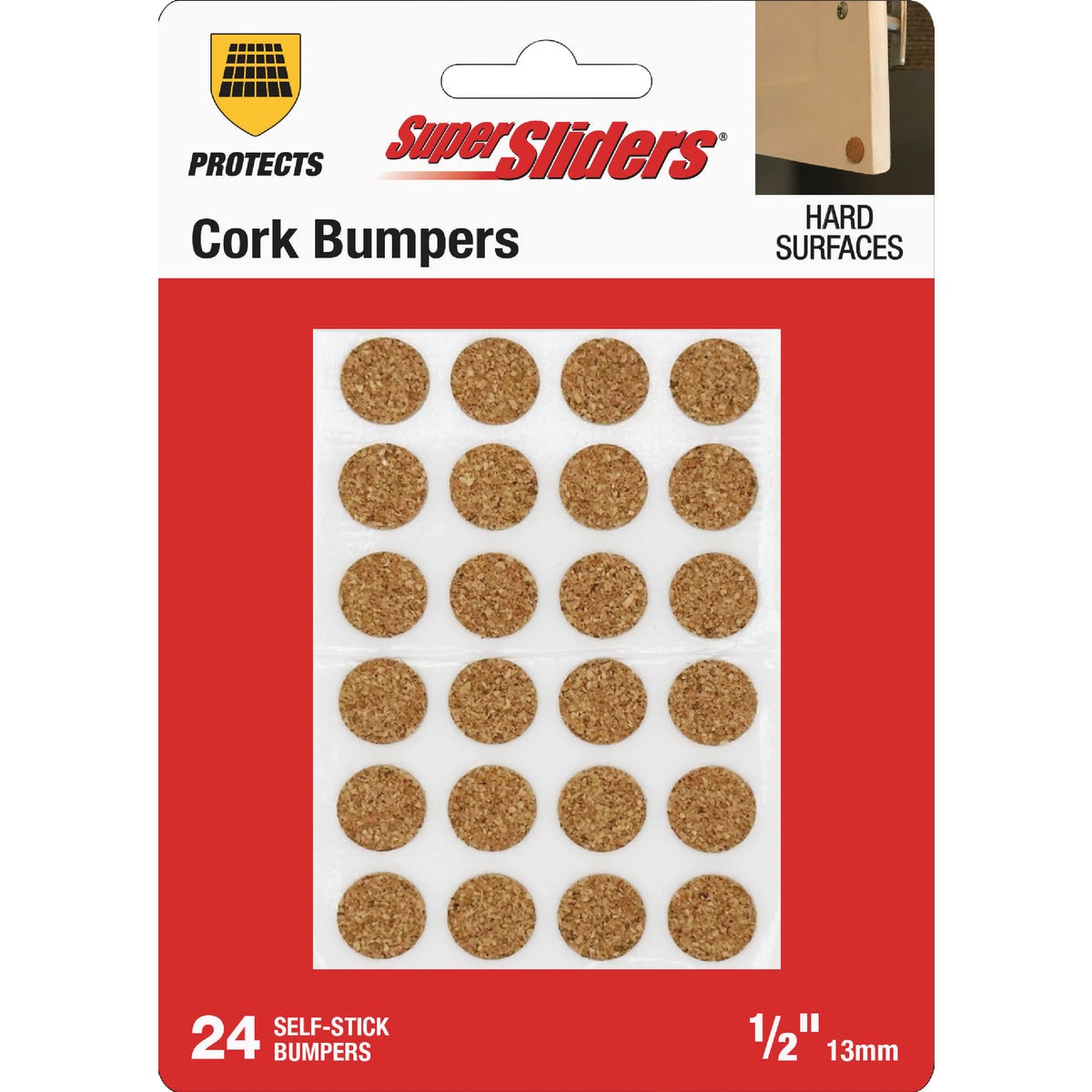 Super Sliders 1/2 In. Bumpers Round Cork Furniture Pads (24-Piece)