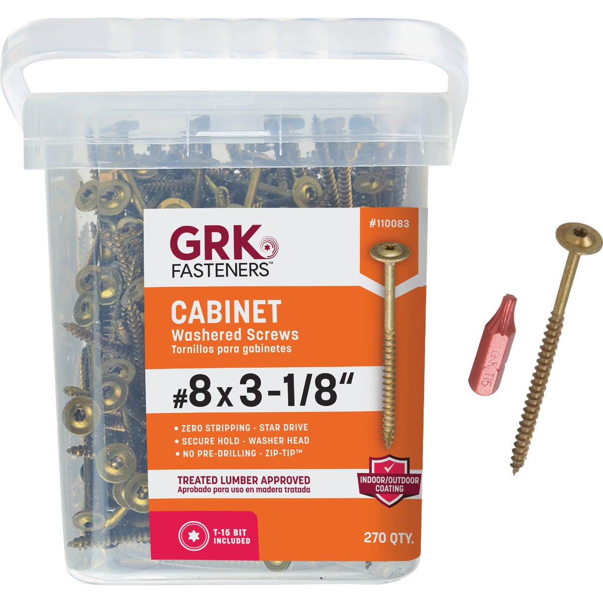 GRK #8 x 3-1/8 In. Star Drive Cabinet Screw (270 Ct.)