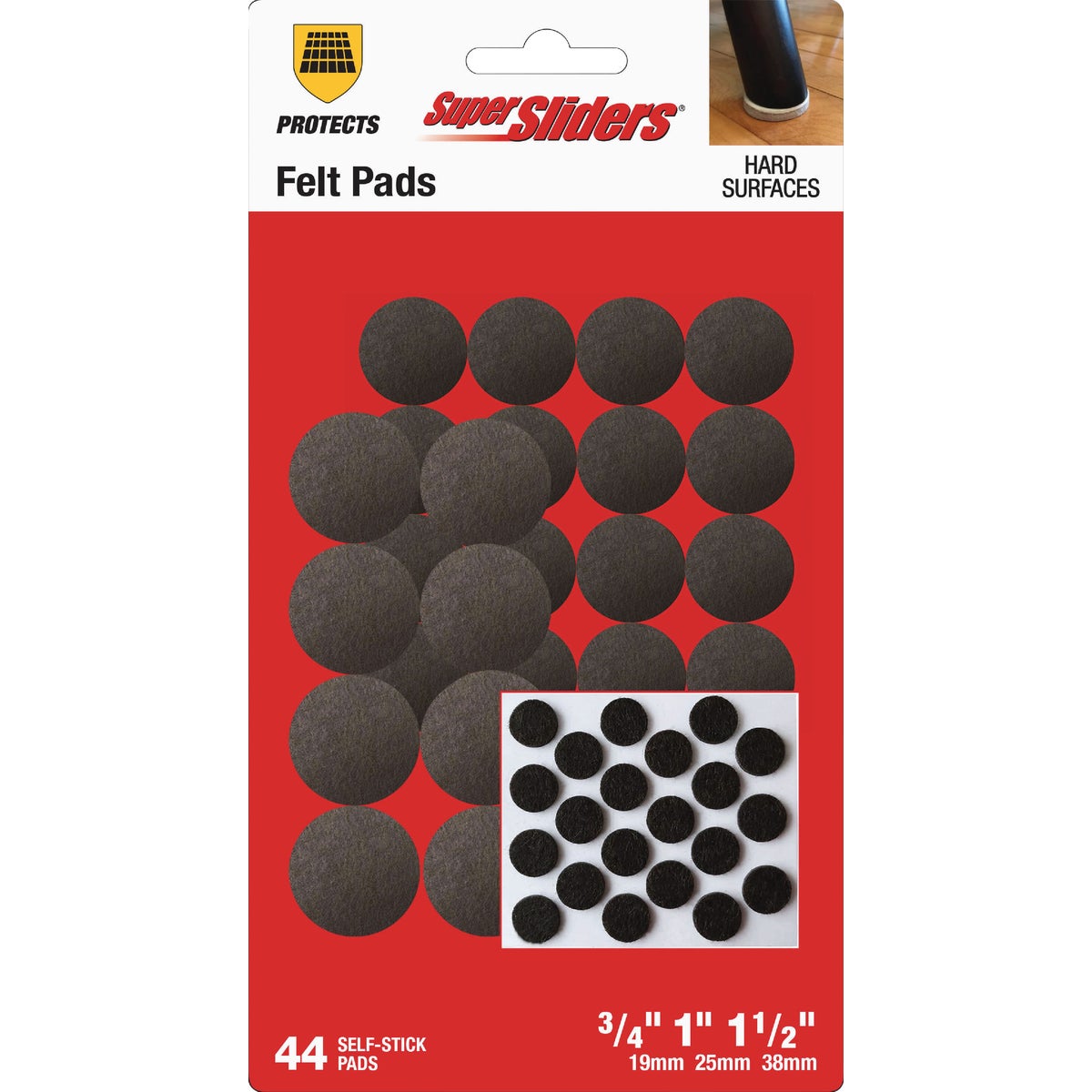 Super Sliders Felt Combo Brown Furniture Pad Variety Assortment (44-Piece)