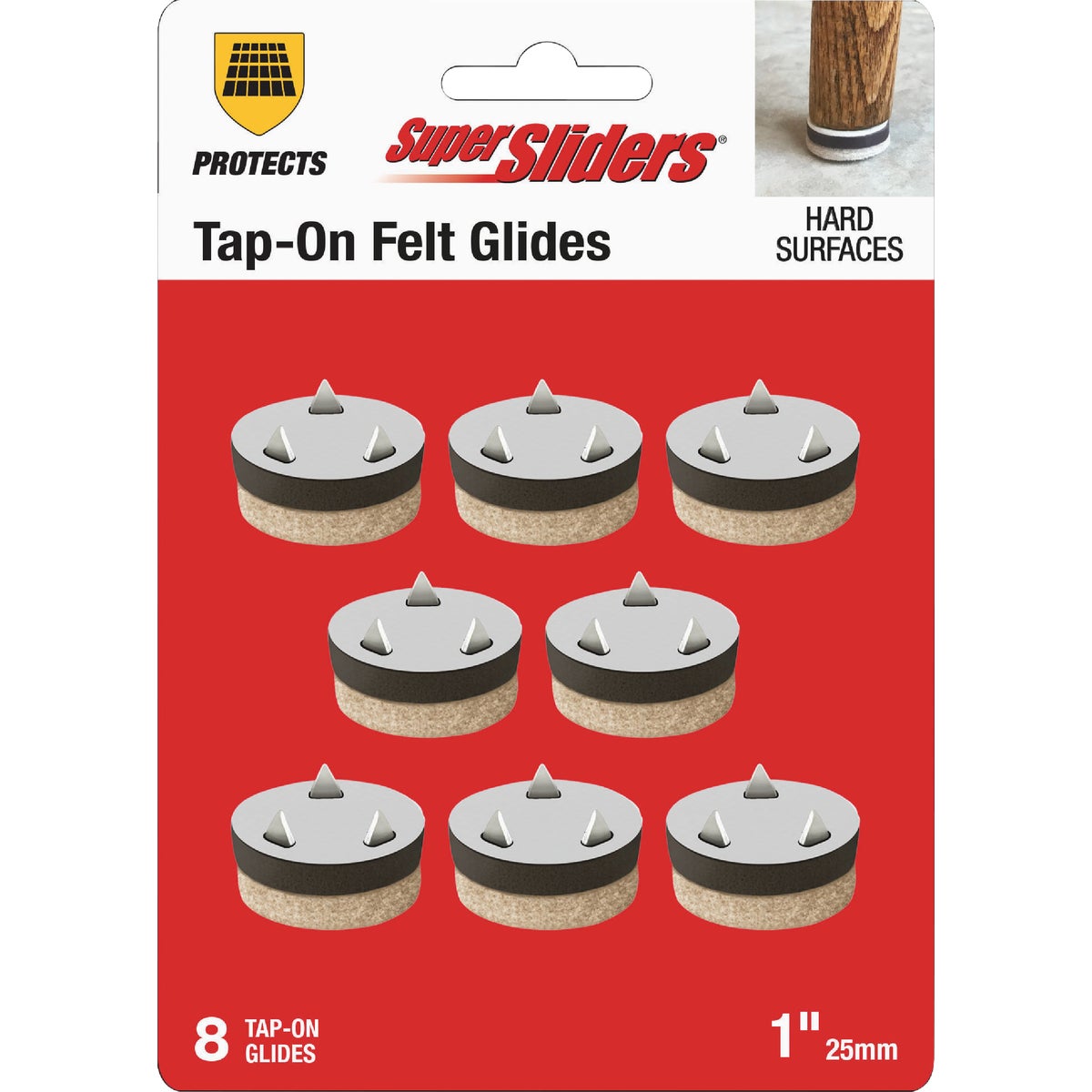 Super Sliders 1 In. Tap-On Round Beige Felt Furniture Pads (8-Piece)