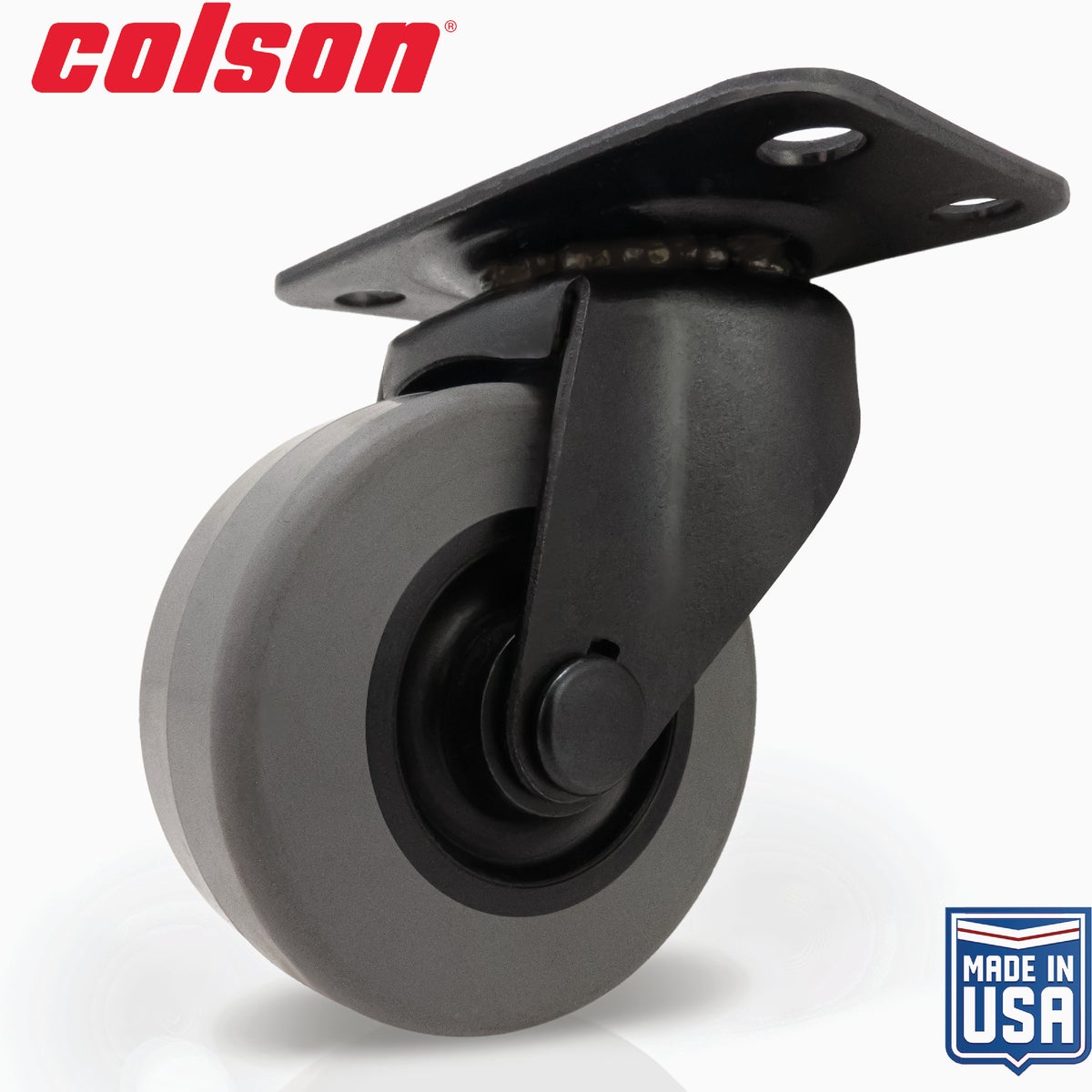 Colson 2 In. Gray TPR & Black Swivel Plate Caster
