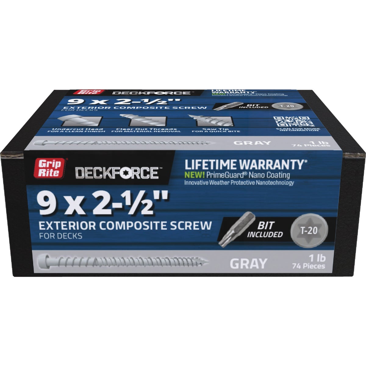 Grip-Rite DeckForce 2-1/2 In. Composite Harbor Gray Deck Screw (1 Lb.)