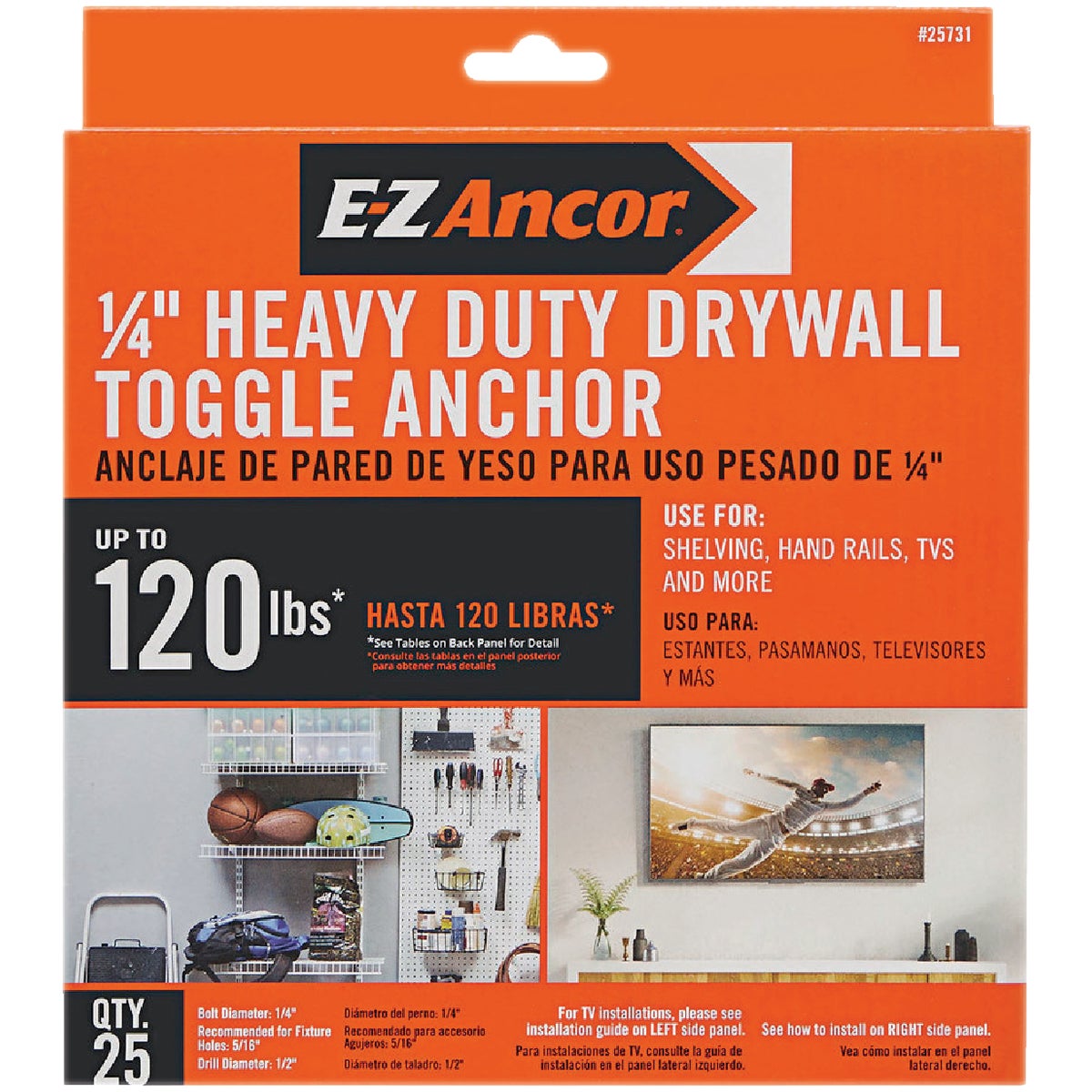 E-Z Ancor 3/16 In. Heavy Duty Pull Toggle Drywall Anchor (25-Pack)