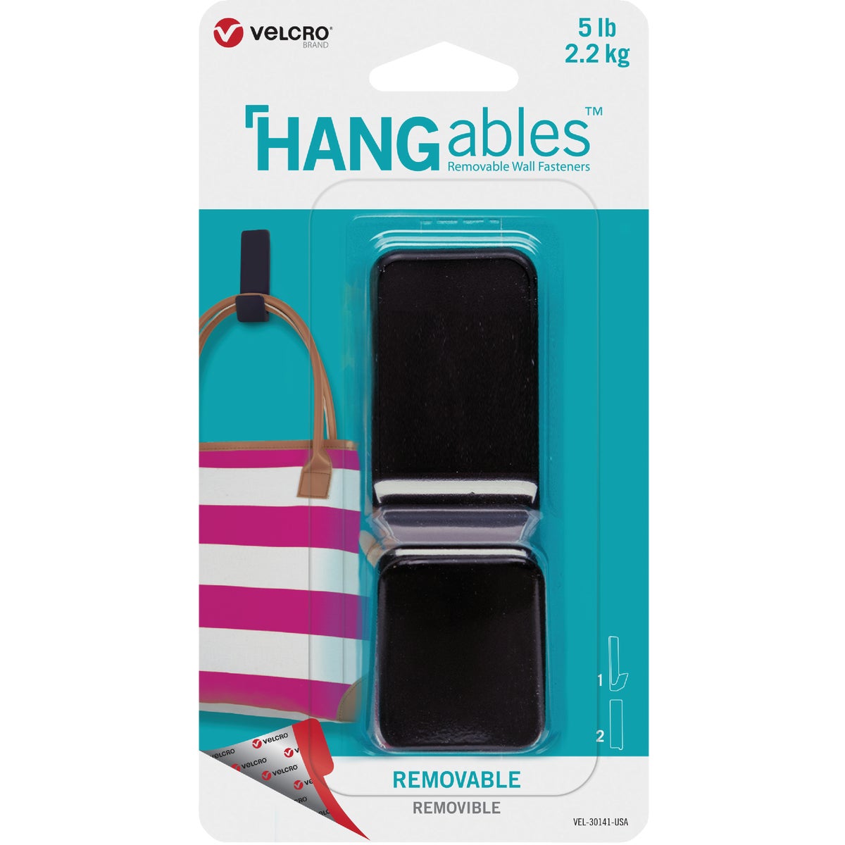 Velcro Brand Hangables 5 Lb. Capacity Black Removable Large Hook