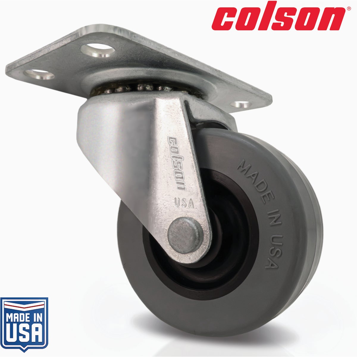Colson 2 In. Gray TPR Swivel Plate Caster