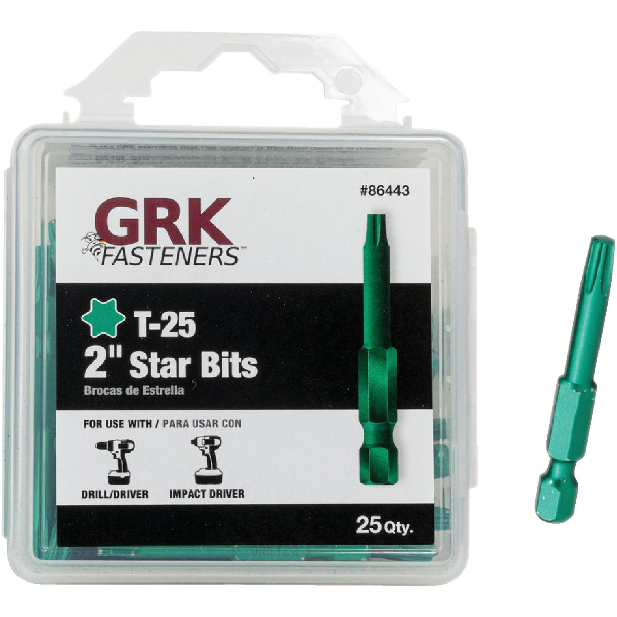 GRK 2 In. T25 Star Drive Impact Screwdriver Bit (25 Ct.)