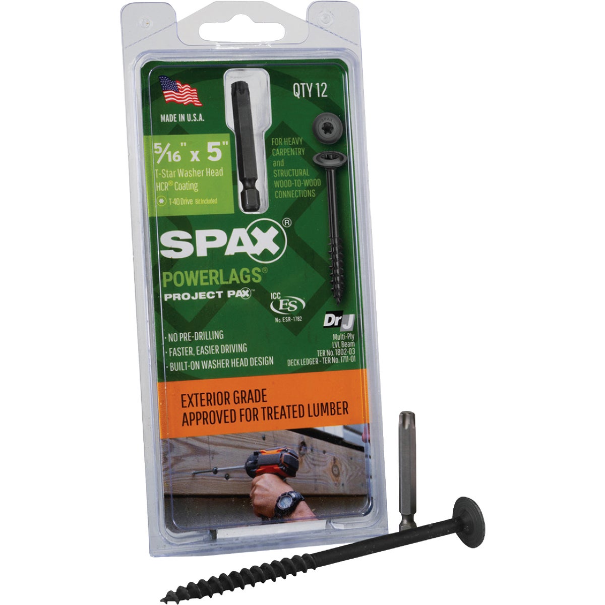Spax PowerLags 5/16 In. x 5 In. Washer Head Exterior Structure Screw (12 Ct.)