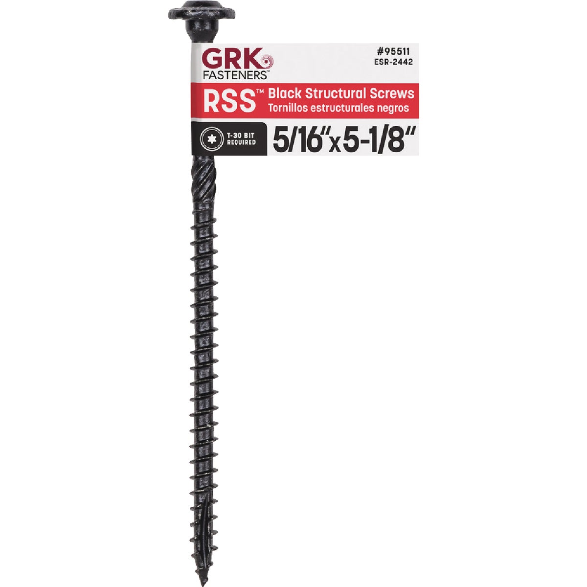 GRK RSS 5/16 In. x 5-1/8 In. Star Drive Washer-Head Black Structure Screw
