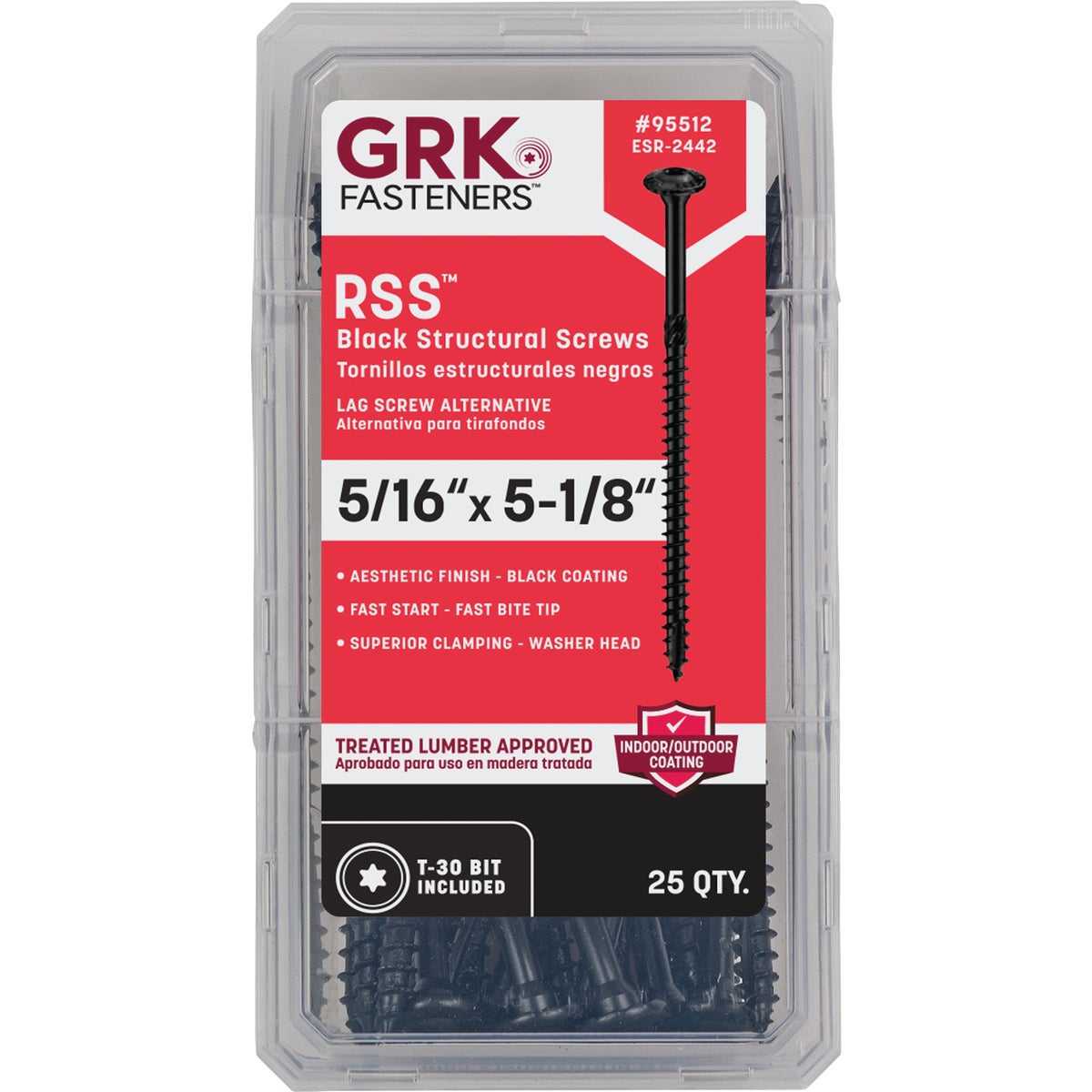 GRK RSS 5/16 In. x 5-1/8 In. Star Drive Washer-Head Black Structure Screw (25 Ct.)