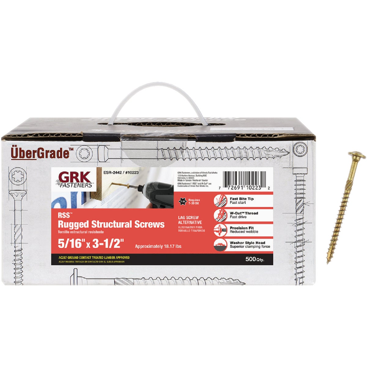 GRK RSS Rugged 5/16 In. x 3-1/2 In. Star Drive Washer-Head Structure Screw (500 Ct.)