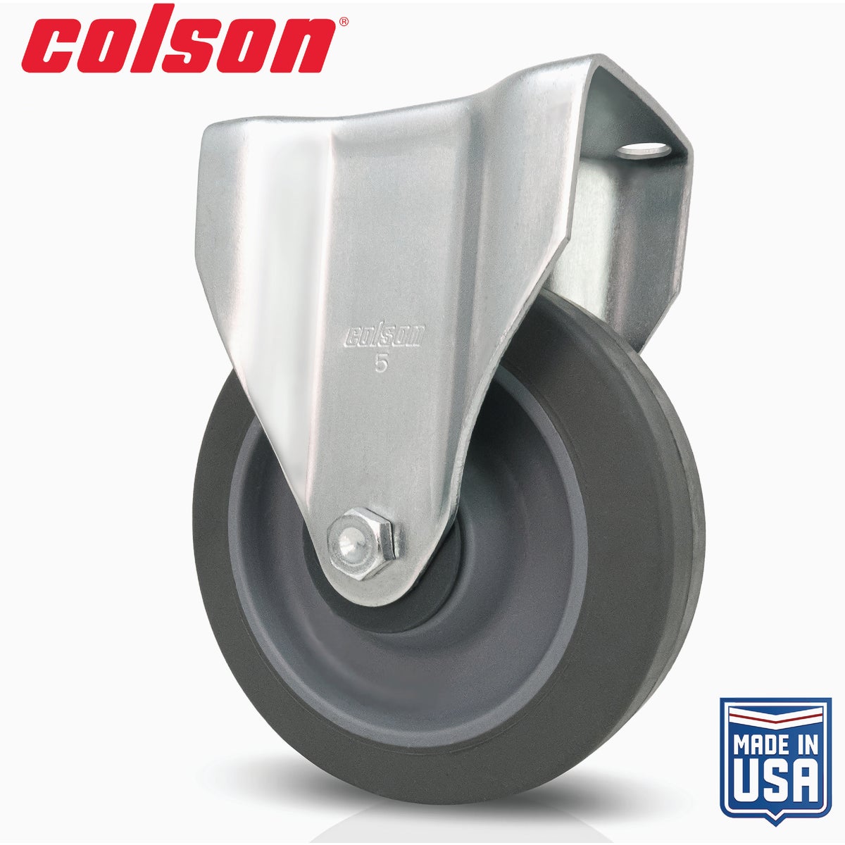 Colson 5 In. Gray TPR Rigid Plate Caster