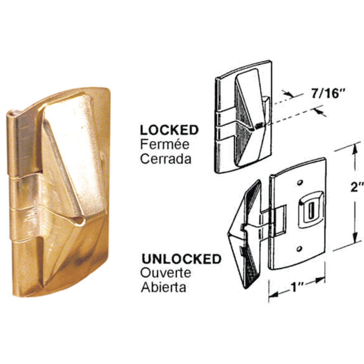 Defender Security Brass Finished Steel Flip Window Wedge Lock (2-Pack)