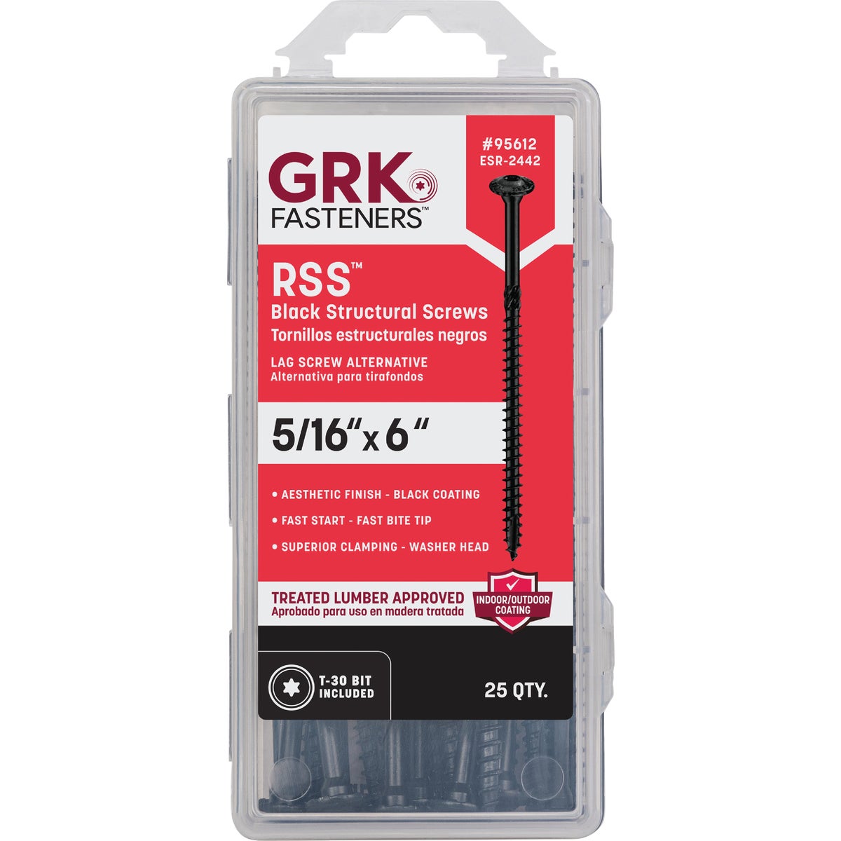 GRK RSS 5/16 In. x 6 In. Star Drive Washer-Head Black Structure Screw (25 Ct.)