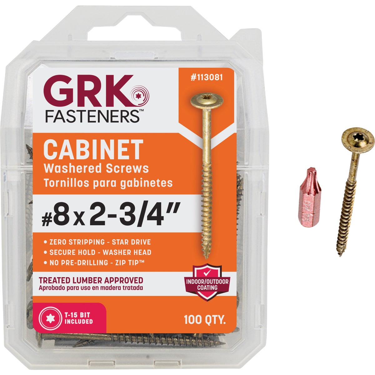 GRK #8 x 2-3/4 In. Star Drive Cabinet Screw (100 Ct.)