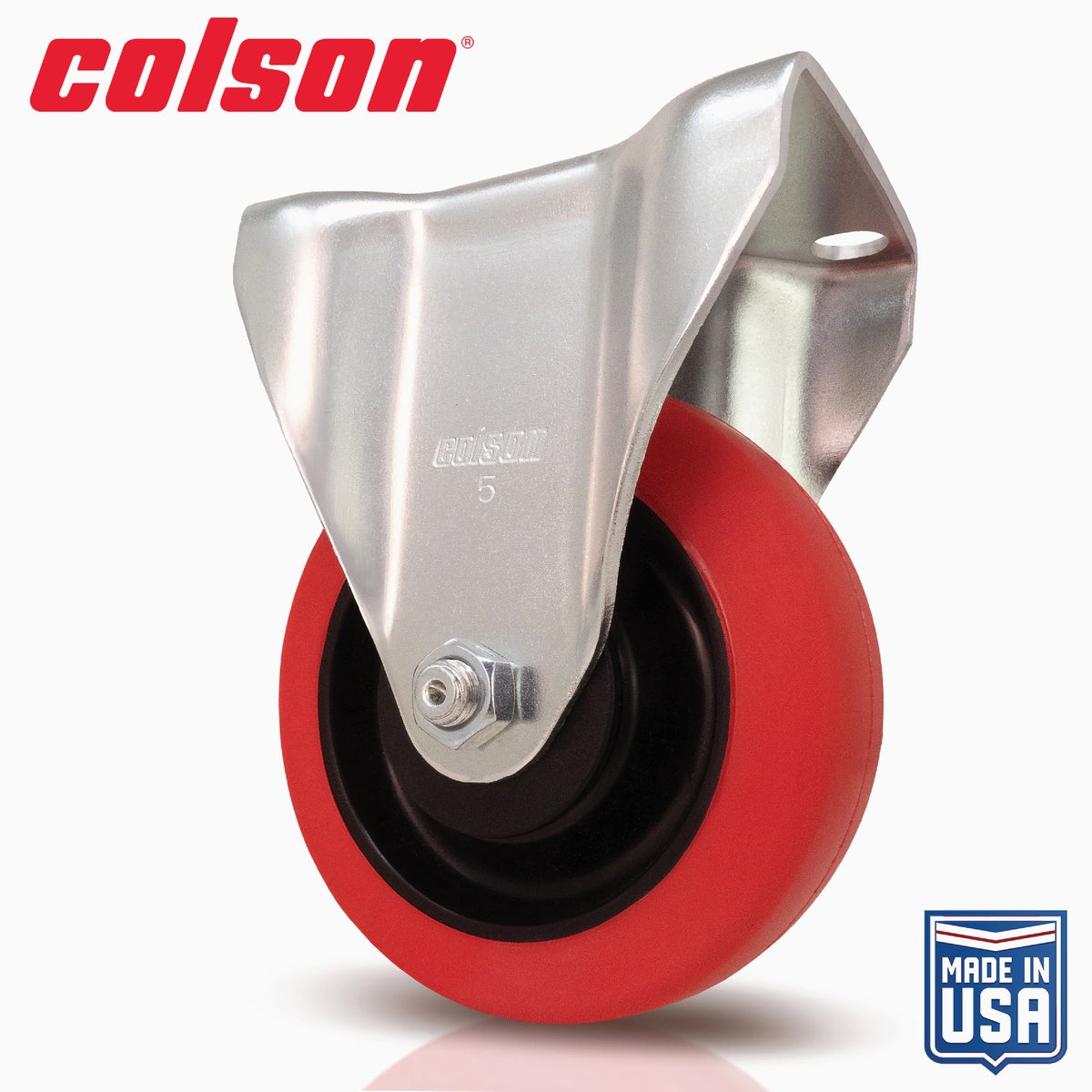 Colson 4 In. Red Polyurethane Rigid Plate Caster
