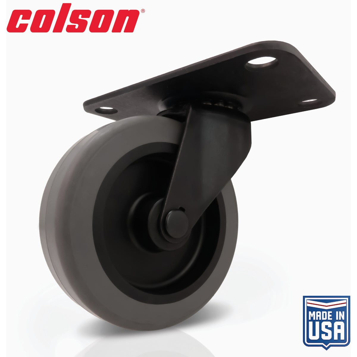 Colson 3 In. Gray TPR & Black Swivel Plate Caster