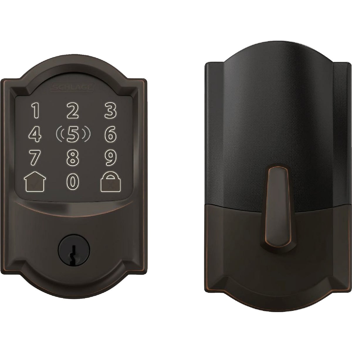Encode Plus Smart WiFi Deadbolt with Camelot Trim in Aged Bronze