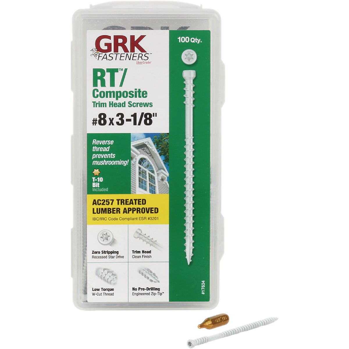 GRK RT #8 x 3-1/8 In. Star Drive White Composite Screw (100 Ct.)