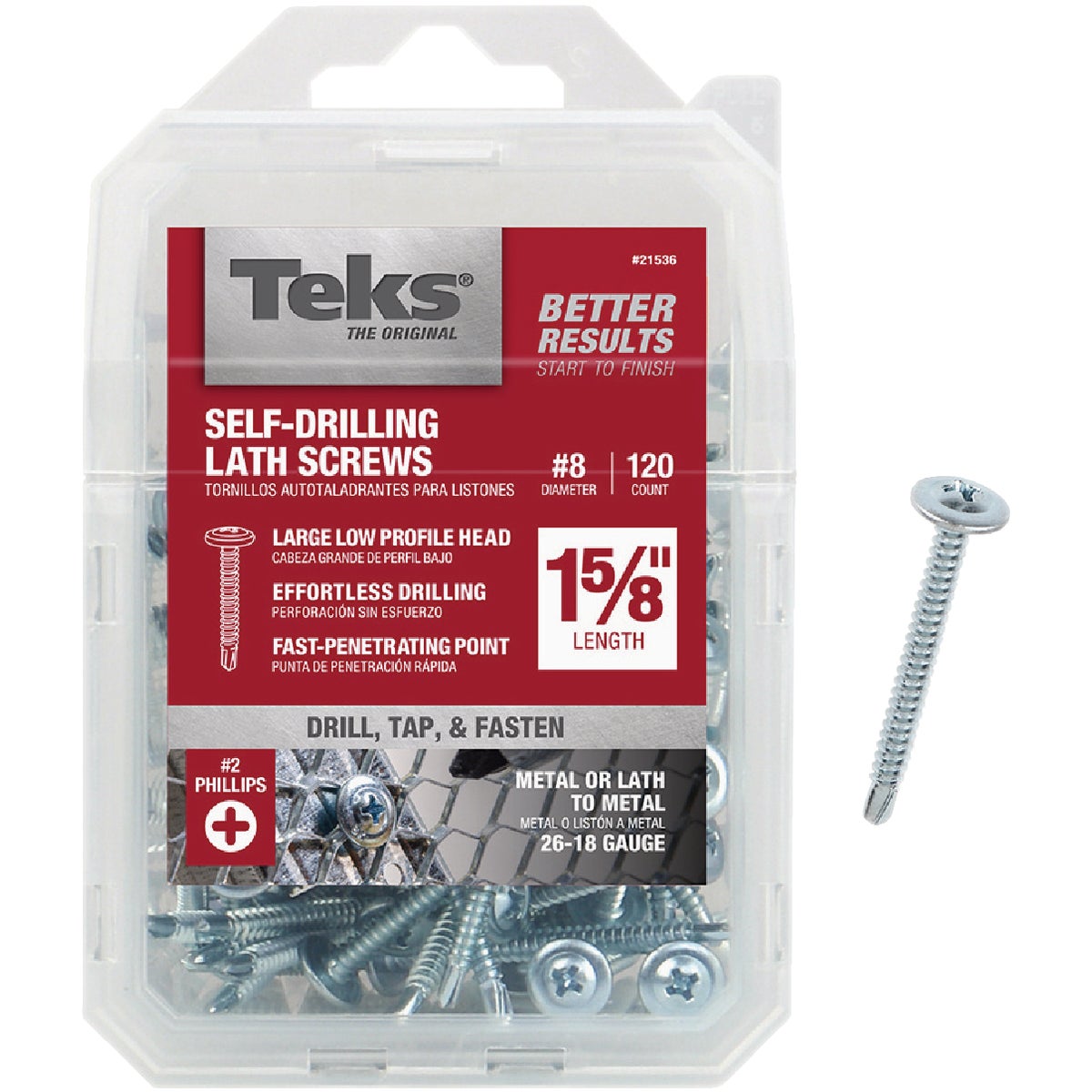 Teks #8 x 1-5/8 In. Modified Truss Head Drill Point Lath Screw (120-Count)