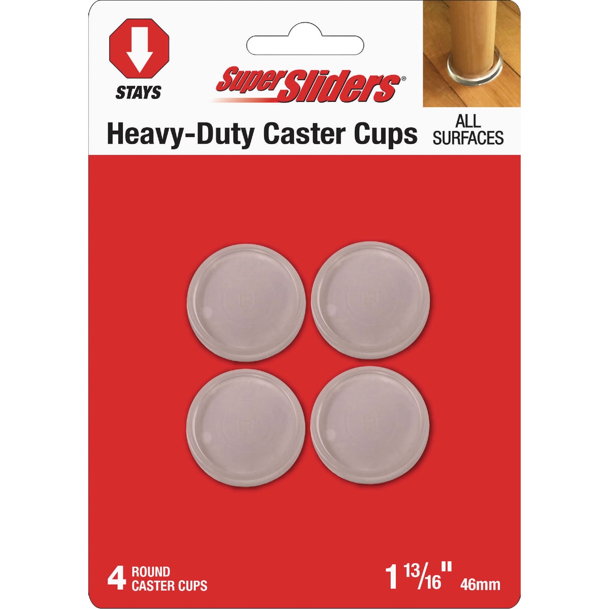 Super Sliders 1-13/16 In. Round Clear Furniture Leg Cup (4-Pack)