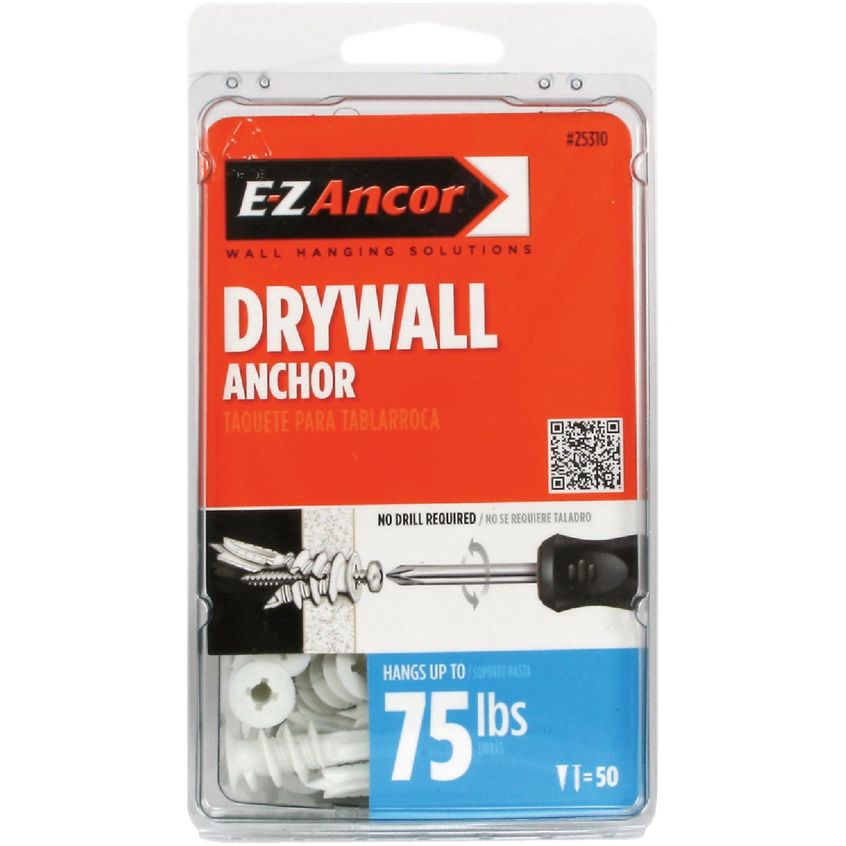E-Z Ancor Twist-N-Lock #8 x 1-1/4 In. 75 Lb. Drywall Anchor (50 Ct.)