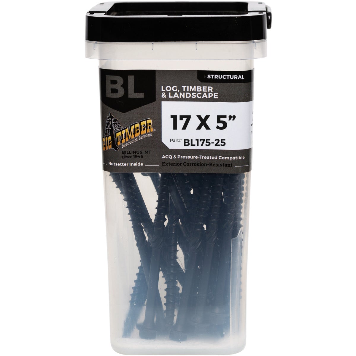 Big Timber #17 x 5 In. Hex Head Black Structure Screw (25 Ct.)