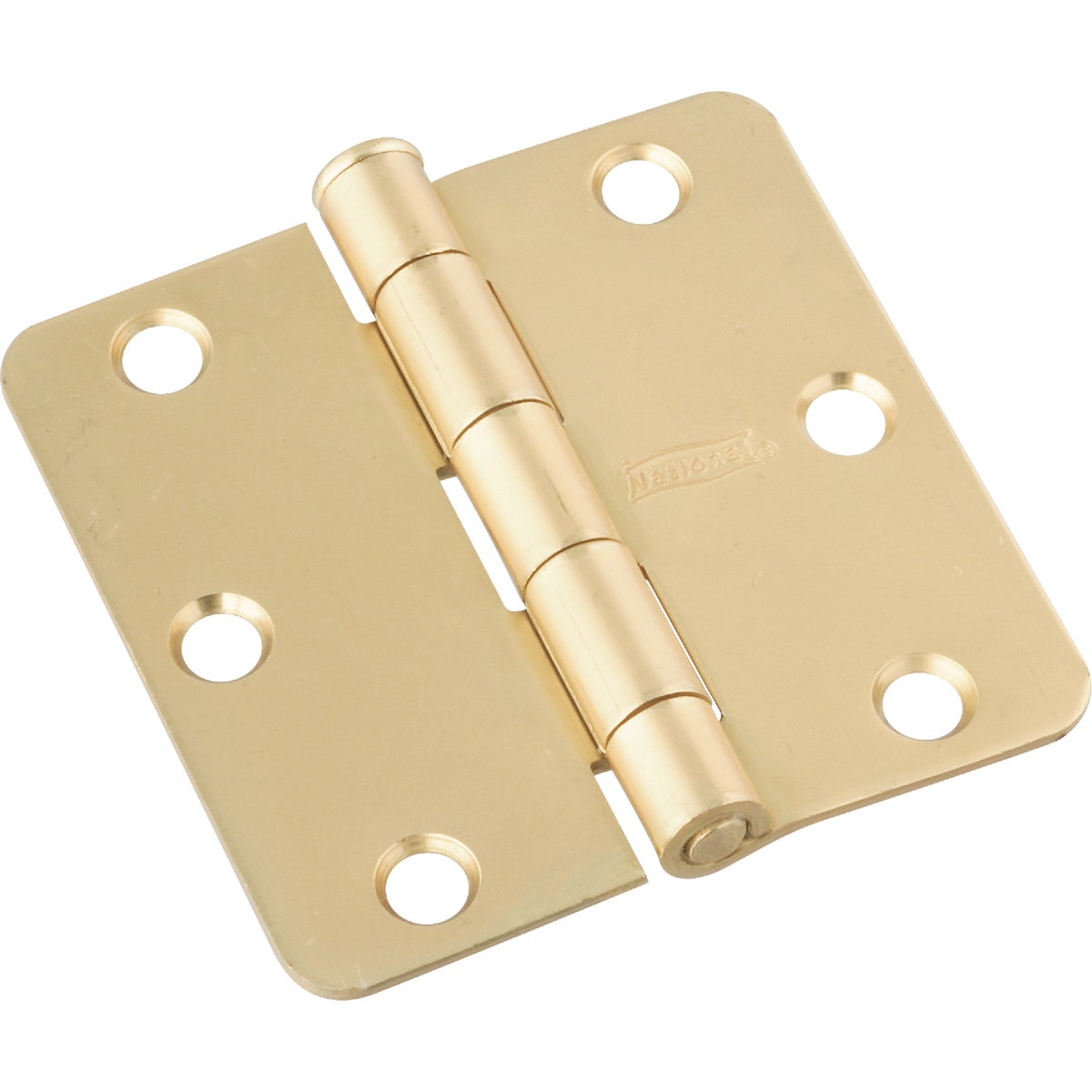 National Hardware 3 In. Satin Brass Door Hinge with 1/4 In. Radius, Bulk