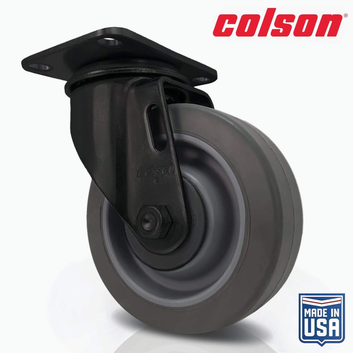 Colson 4 In. Gray TPR & Black Swivel Plate Caster