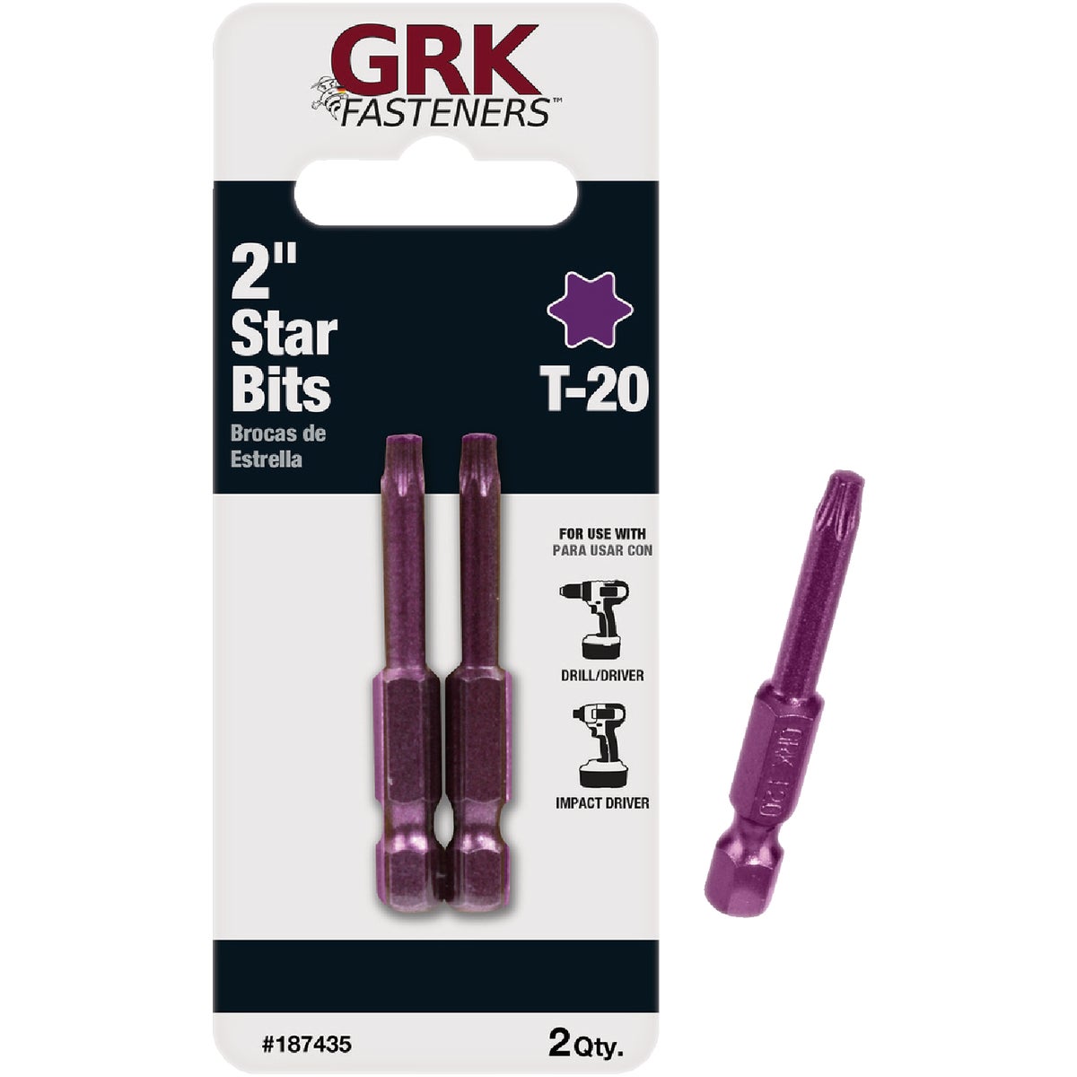 GRK 2 In. T20 Star Drive Impact Screwdriver Bit (2 Ct.)