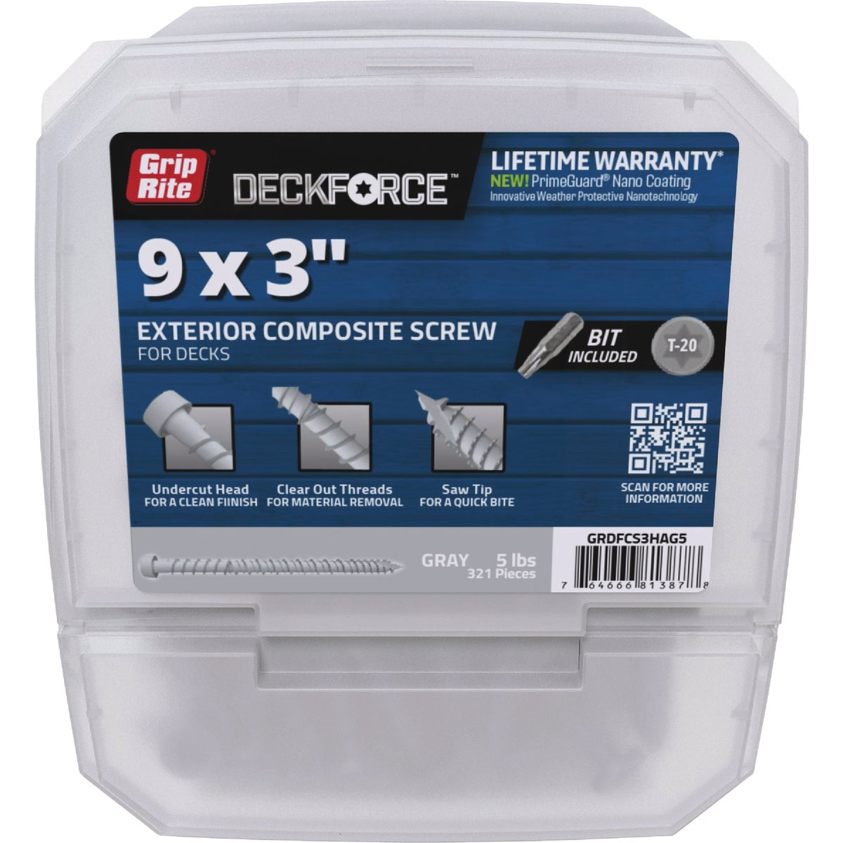 Grip-Rite DeckForce 3 In. Composite Harbor Gray Deck Screw (5 Lb.)