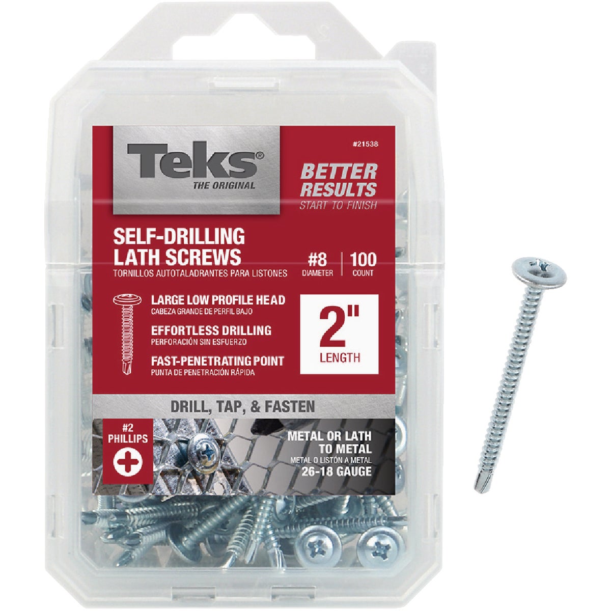 Teks #8 x 2 In. Modified Truss Head Drill Point Lath Screw (100 Ct.)
