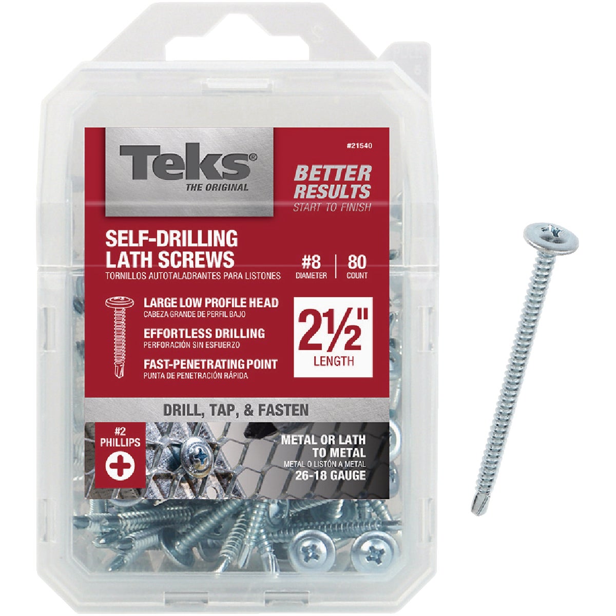 Teks #8 x 2-1/2 In. Modified Truss Head Drill Point Lath Screw (80 Ct.)