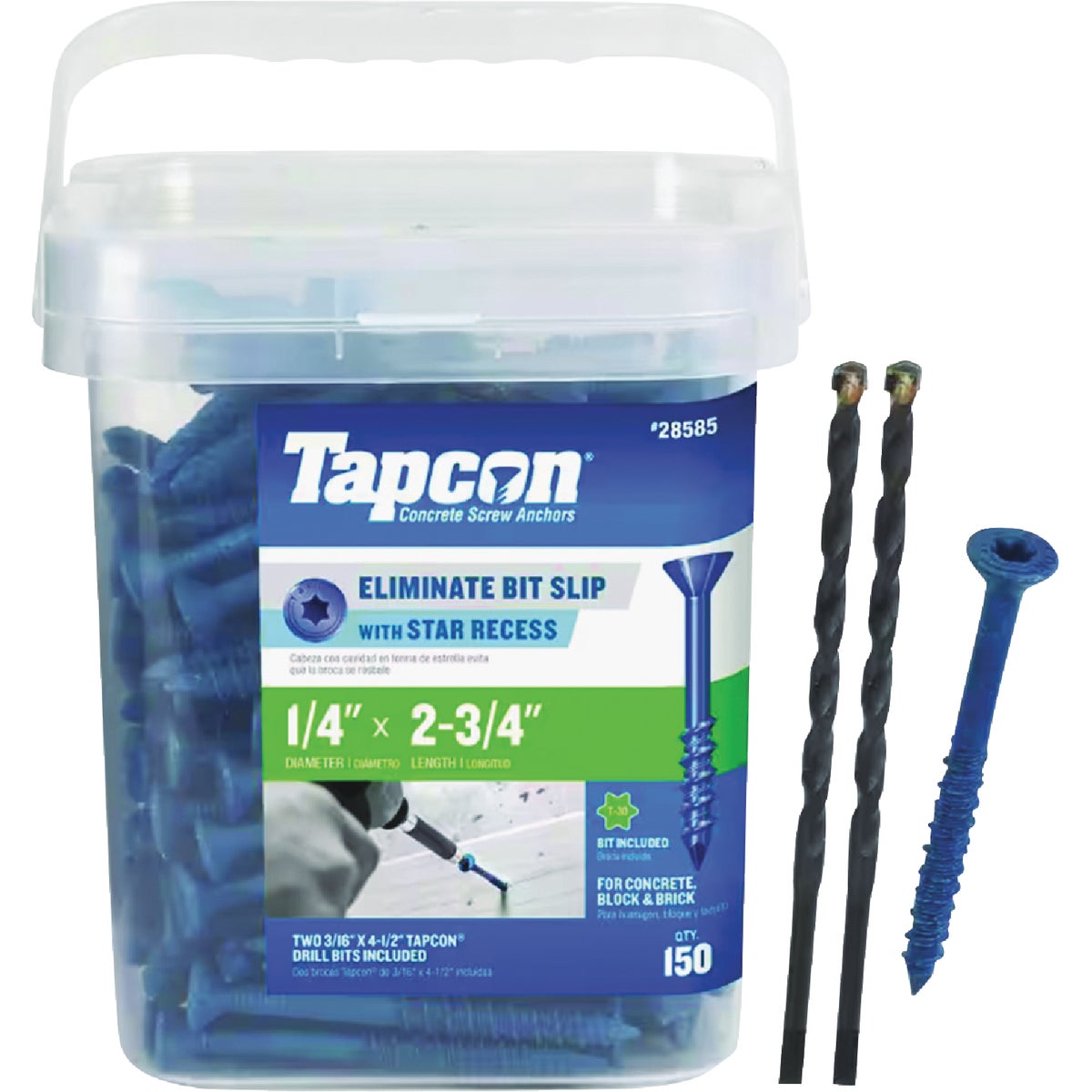 Tapcon 1/4 In. x 2-3/4 In. Star Drive Flat Head Concrete Screw Anchor (150 Ct.)