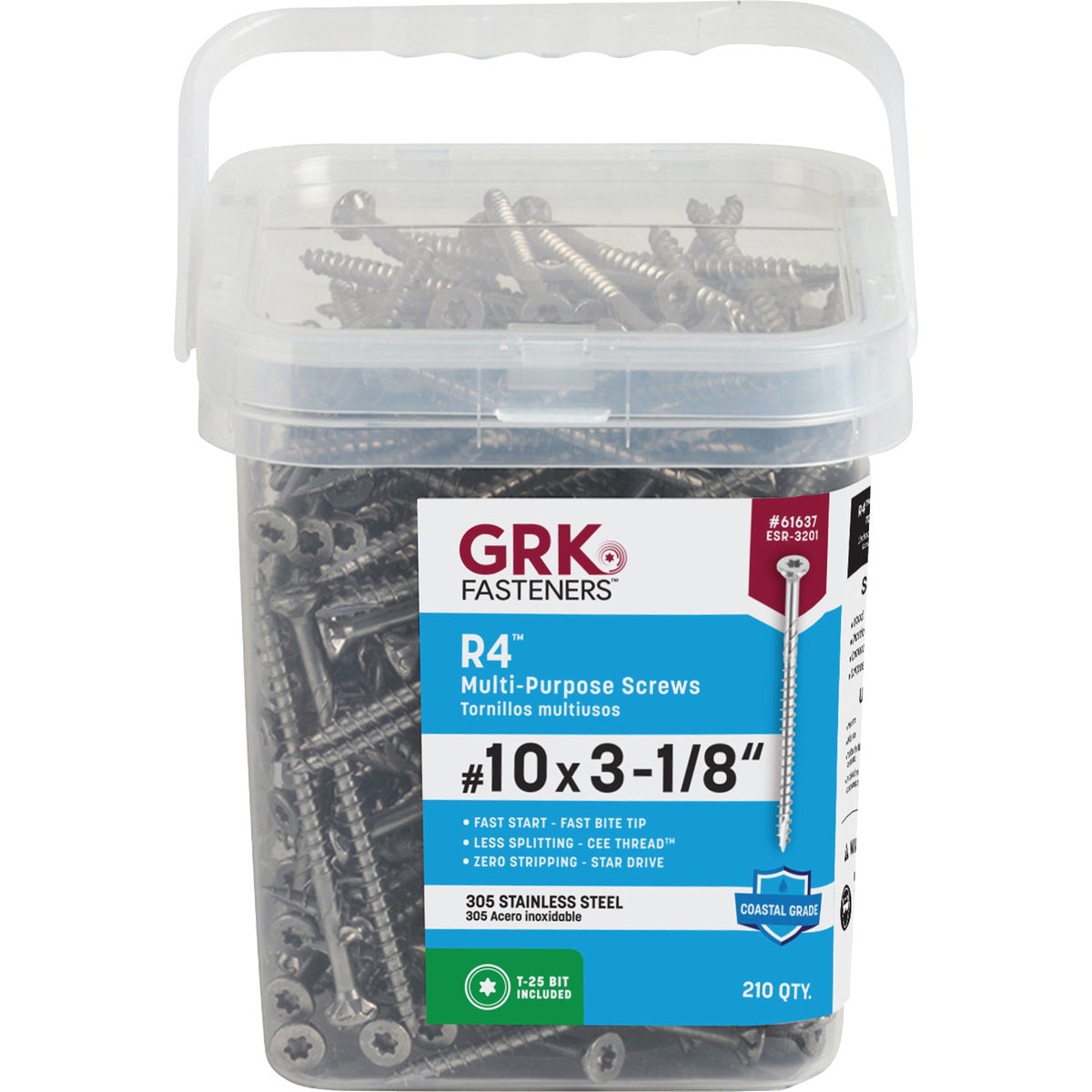 GRK R4 #10 x 3-1/8 In. Star Drive Stainless Steel Multi-Purpose Wood Screw (210 Ct.)