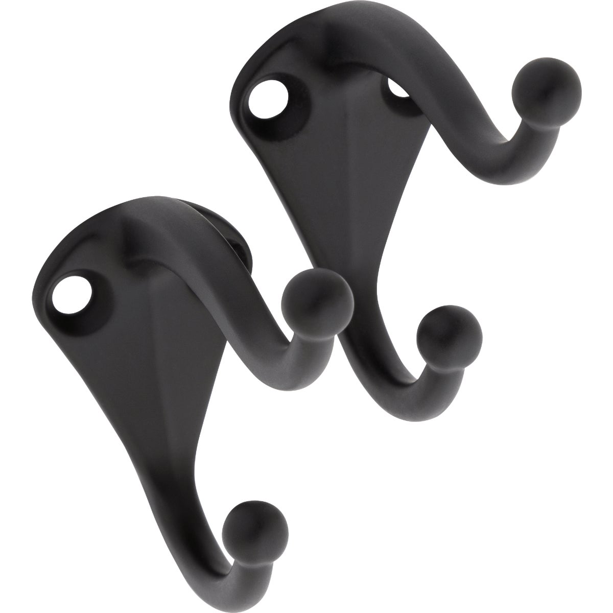 National Hardware Matte Black Coat Hook (2-Pack Bagged)