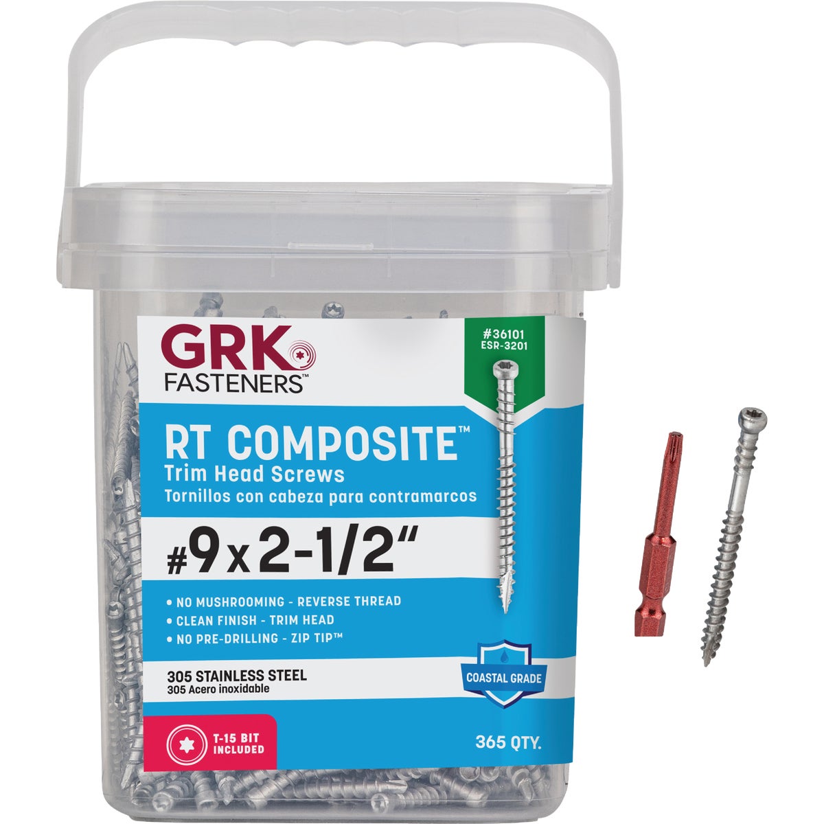 GRK RT #9 x 2-1/2 In. Star Drive Stainless Steel Composite Screw (365 Ct.)