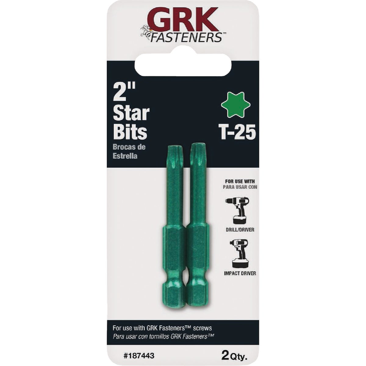 GRK 2 In. T25 Star Drive Impact Screwdriver Bit (2 Ct.)
